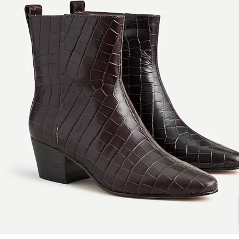 Croc-embossed leather western boots